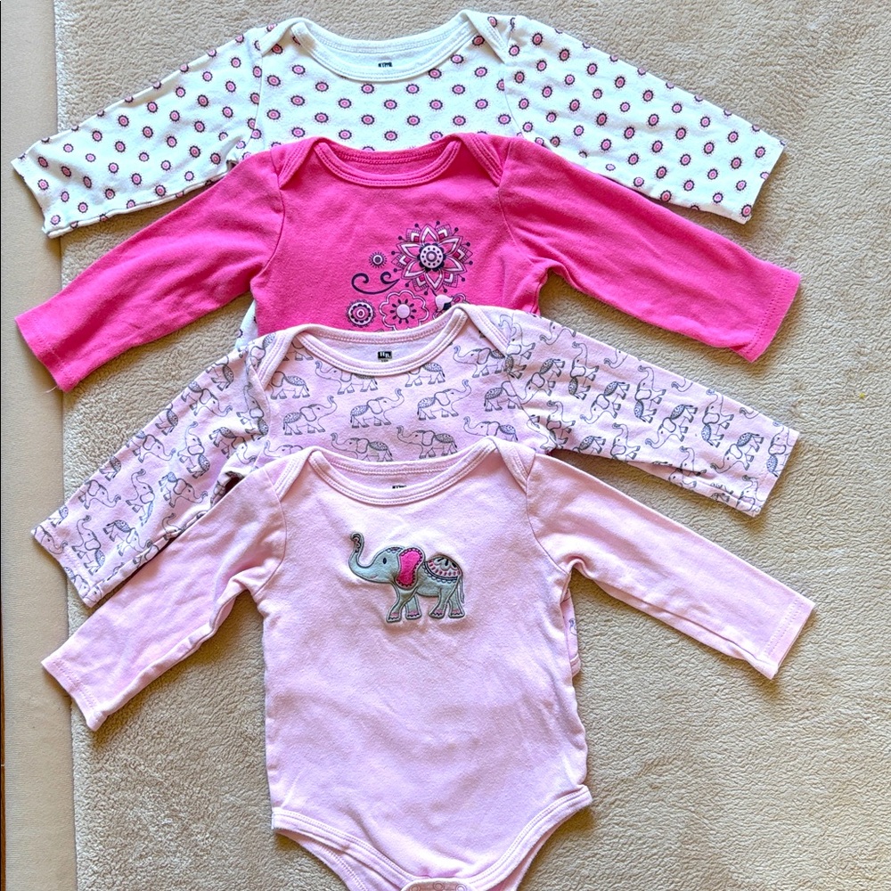 Hudson Baby, 24 M   Pink and White Kids One Piece Set